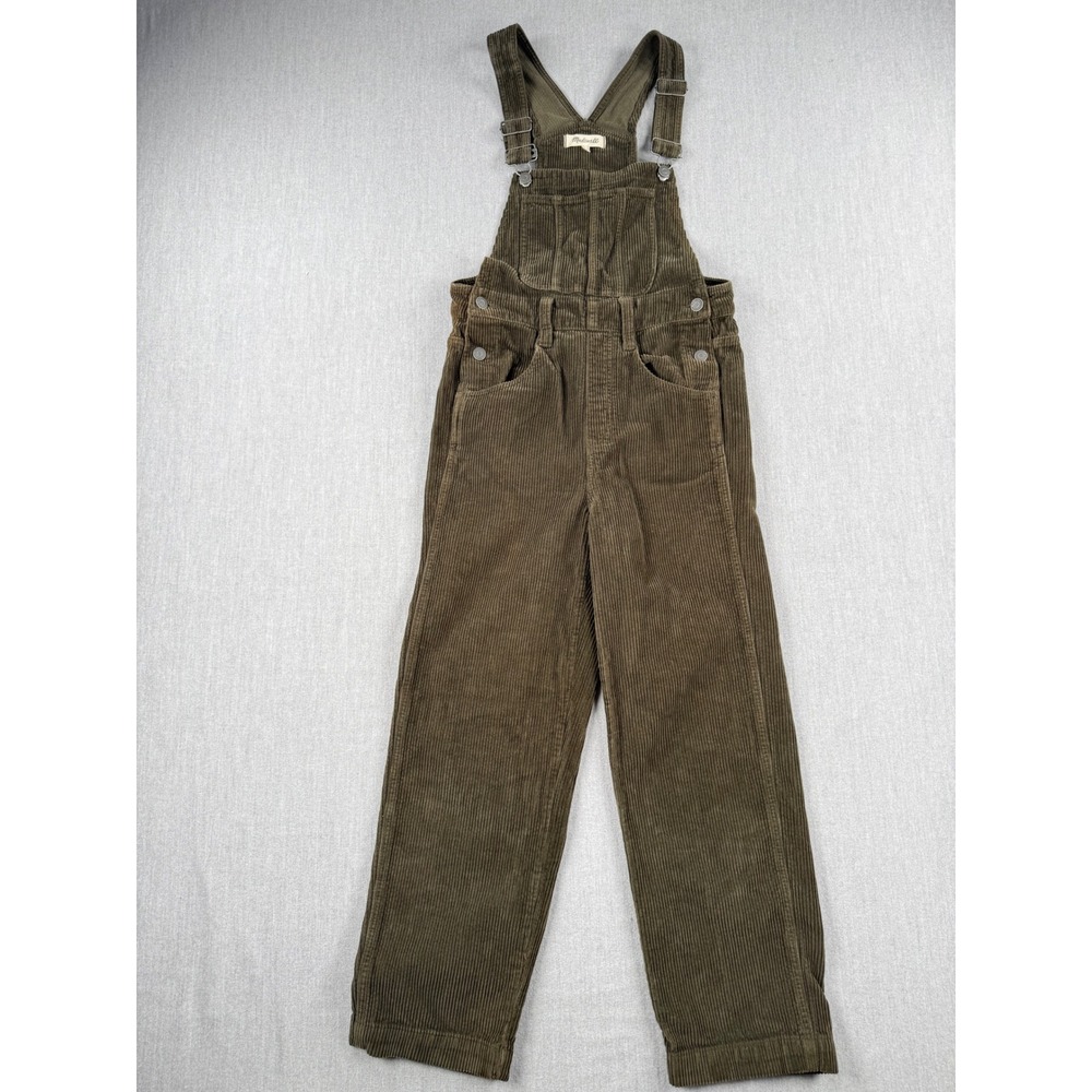 Madewell Womens Corduroy Overalls Olive Green Straight Leg Size XS